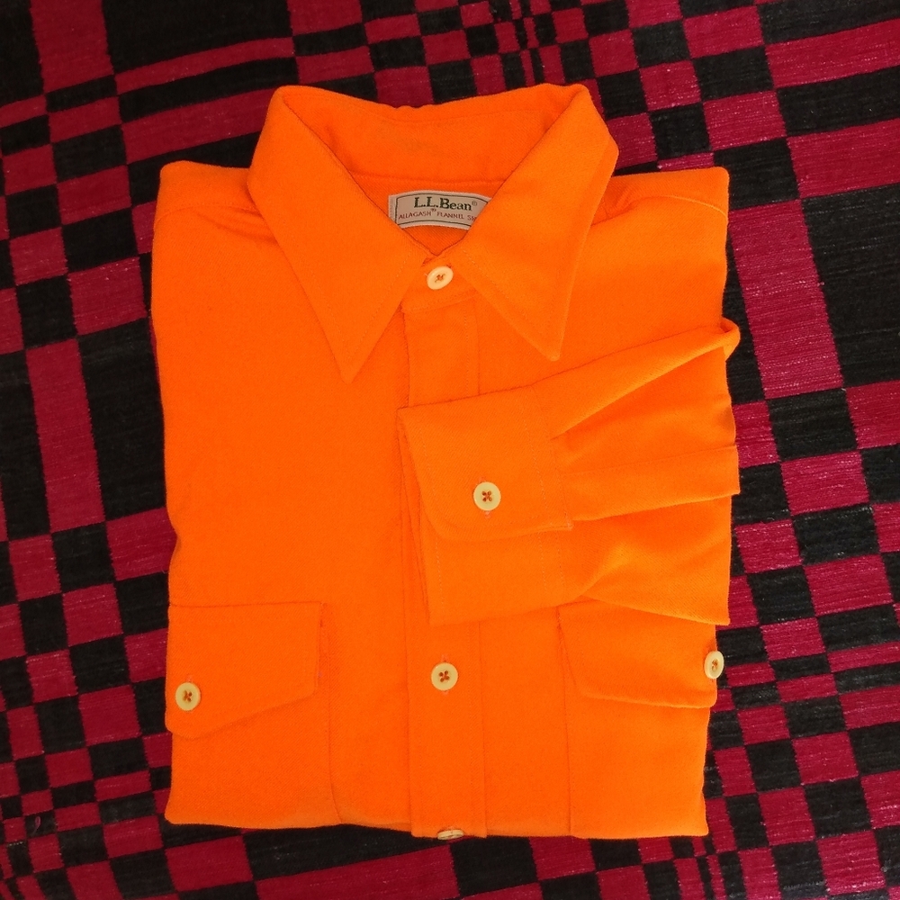 SOLD LLBean Allagash Orange Flannel Shirt USA Made - Picture 3 of 8